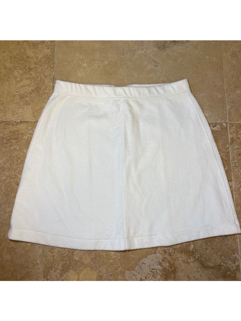 Abercrombie Fitch White Cotton Mini Skirt M Back Zip Preppy Summer Coastal